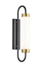 Black and gold wall light, white tube. Baulmann Leuchten. 