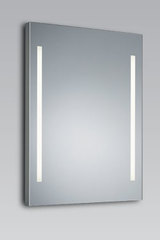 Look 2 Miroir lumineux à 2 bandes en cristal blanc dépoli 60x80cm. bpe:LICHT. 