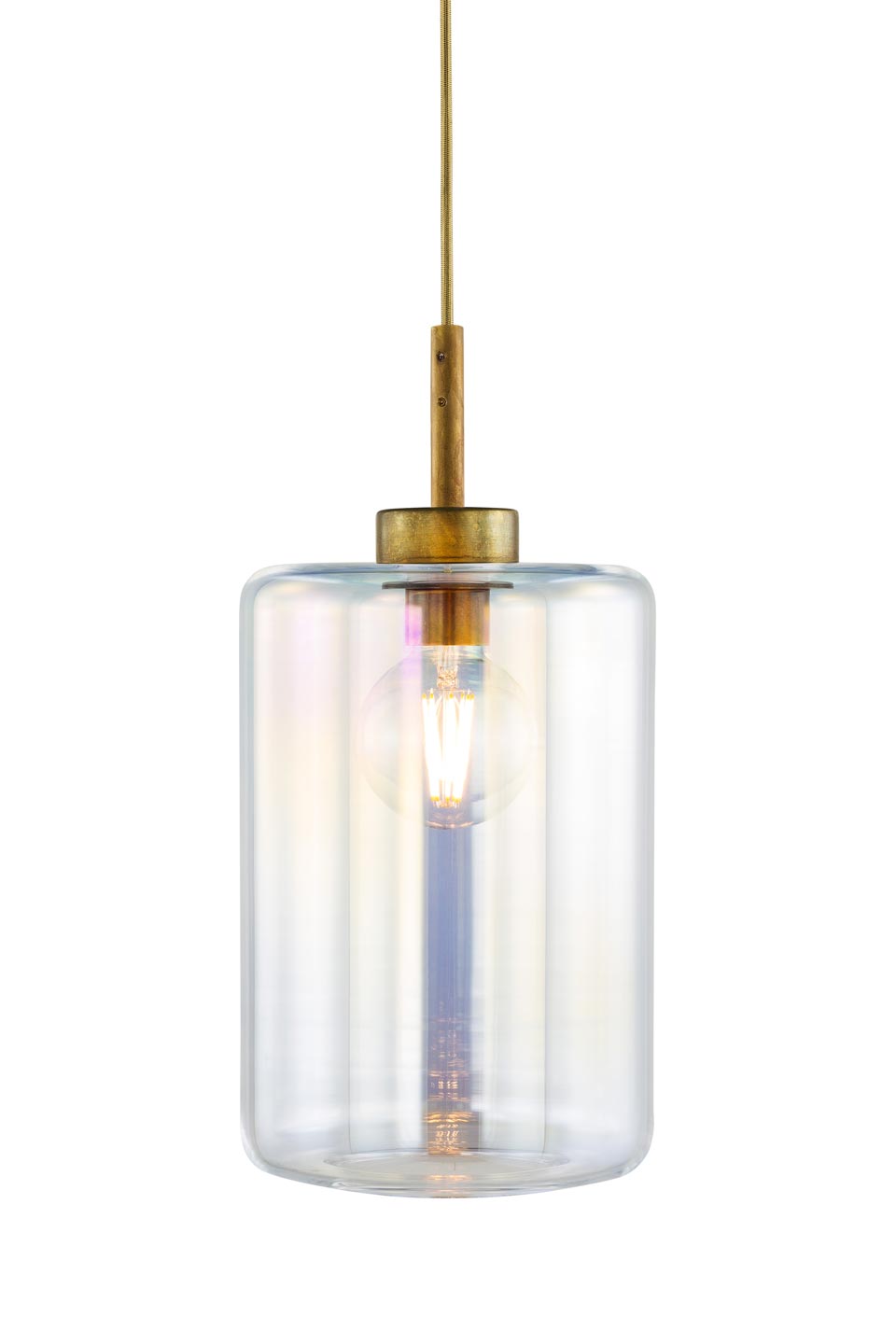Louise suspension une lumière lanterne en verre iridescent. Brand Von Egmond. 