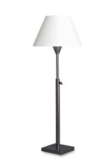 Lampe de table abat-jour blanc, pied télécospique bronze patiné L08. Casadisagne. 