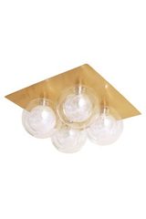 Ceiling or square wall lamp 4 balls in satin brass Star 4. Concept Verre. Ceiling or square wall lamp 4 balls in satin brass Star 4. Concept Verre.