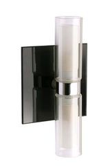 Bathroom wall lamp in black and white glass. Concept Verre. Bathroom wall lamp in black and white glass. Concept Verre.