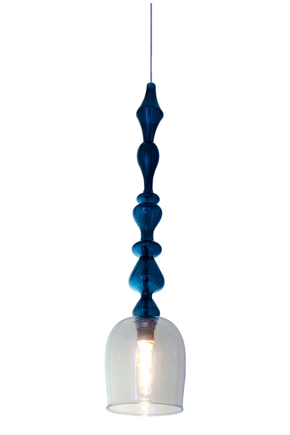 Harem grande suspension en verre bleu style oriental. Concept Verre. 