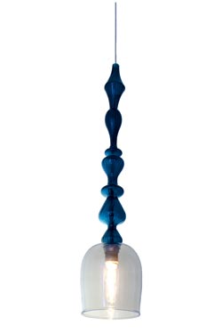 Harem grande suspension en verre bleu style oriental<br/>. Concept Verre. Harem grande suspension en verre bleu style oriental<br/>. Concept Verre.