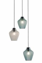 Api suspension trois lumières en verre turquoise. Concept Verre. Api suspension trois lumières en verre turquoise. Concept Verre.