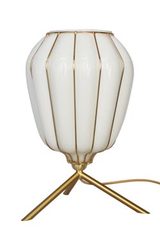 Selene lampe de table lanterne verre opale blanc et laiton brossé . Concept Verre. 