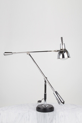 Large EB27 desk lamp chrome and wood base Large EB27 desk lamp chrome and wood base