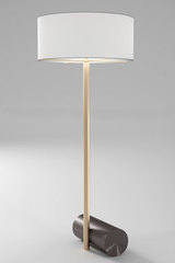 Calée XL large floor lamp, cylindrical base, satin brass and graphite