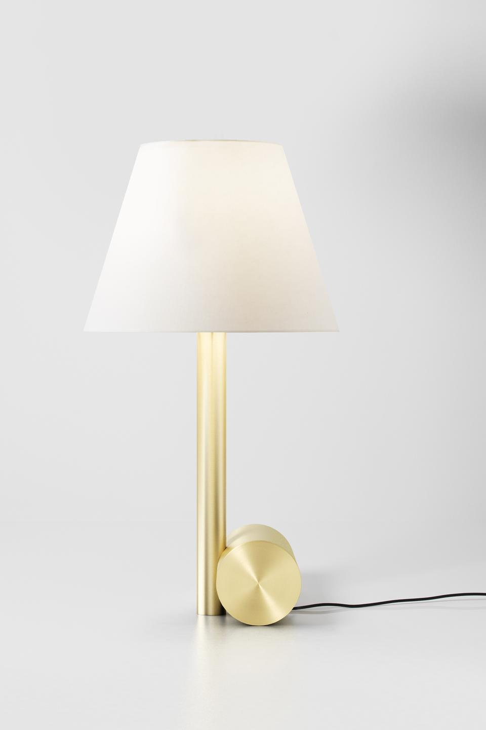 Small Table Lamp Cale E Satin Brass And White Lampshade Cvl
