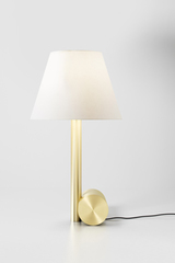 Small table lamp Calé (e) satin brass and white lampshade. CVL Luminaires. 