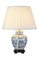  Lampe de table en céramique bleue et blanche Linyi. Elstead Lighting. 