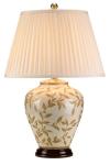 Lampe de table en porcelaine motif feuillage doré. Elstead Lighting. 