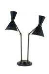 Lampe de table noire 2 lumières  articulées Diva. Estro.  Lampe de table noire 2 lumières  articulées Diva. Estro.