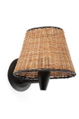 Sumba bedside wall lamp in natural rattan. Faro. 