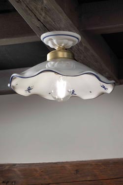 White and blue ceramic ceiling light Belluno. Ferroluce Classic. 