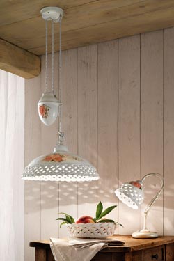 Verona pendant up and down country style 32cm. Ferroluce Classic. 