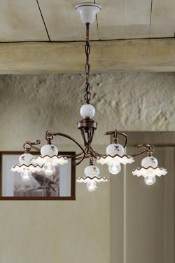 Antique chandelier 5 lights Roma . Ferroluce Classic. 