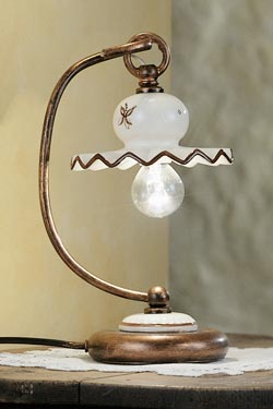 Lampe de table en céramique décorée marron Roma C402. Ferroluce Classic. 