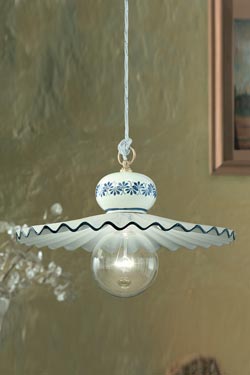 Pendant lamp large white and blue Roma C397. Ferroluce Classic. 