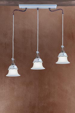 3-light white and blue pendant Ferrara . Ferroluce Classic. 