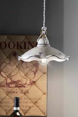 Retro romantic white and blue ceramic pendant Belluno. Ferroluce Classic. 