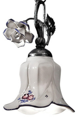Pisa petite suspension en cloche florale en céramique. Ferroluce Classic. 