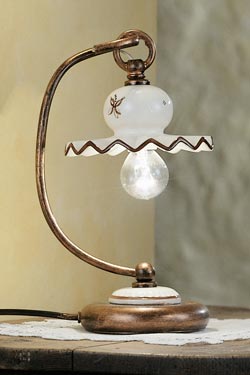 Brown decorated ceramic table lamp Roma C402 . Ferroluce Classic. 