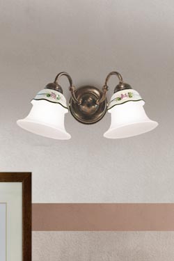 Sconce with double bells and gooseneck Ferrara. Ferroluce Classic. 