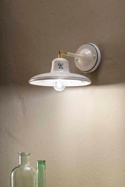 White ceramic retro wall lamp Como. Ferroluce Classic. 