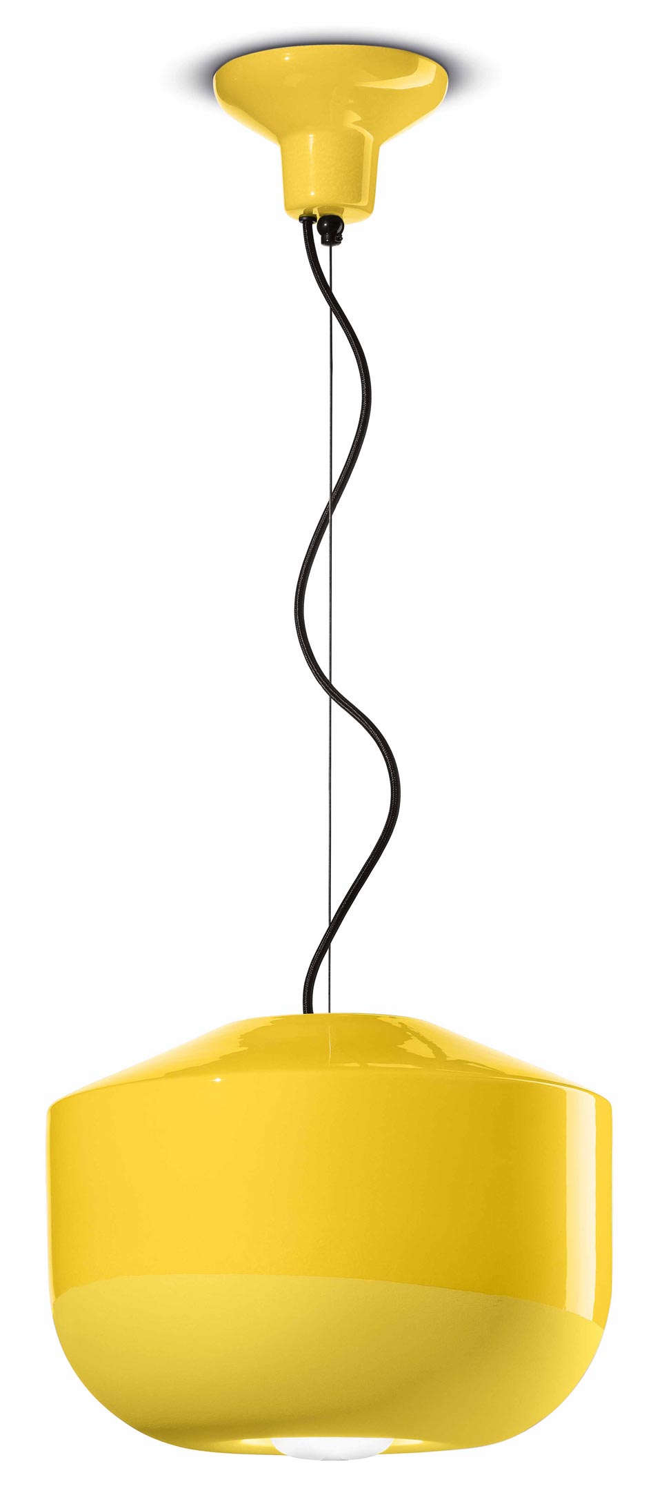 Suspension contemporaine en céramique jaune Bellota. Ferroluce. 