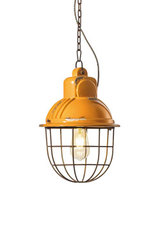 Suspension style industriel jaune en céramique et métal rouillé. . Ferroluce. Suspension style industriel jaune en céramique et métal rouillé. . Ferroluce.