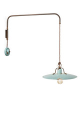 Large turquoise loft-style sconce with swivel base . Ferroluce. 