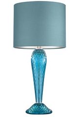 Lampe à poser en verre sculpté bleu aqua et abat-jour assorti. Fine Art Lamps. Lampe à poser en verre sculpté bleu aqua et abat-jour assorti. Fine Art Lamps.