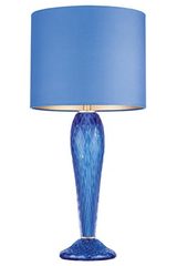 Lampe à poser en verre sculpté bleu cobalt et abat-jour assorti. Fine Art Lamps. Lampe à poser en verre sculpté bleu cobalt et abat-jour assorti. Fine Art Lamps.