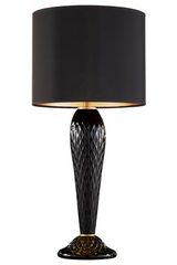 Lampe à poser en verre sculpté noir et abat-jour noir et or. Fine Art Lamps. Lampe à poser en verre sculpté noir et abat-jour noir et or. Fine Art Lamps.