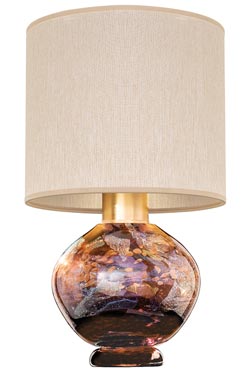 Sobe lampe de table en verre dichroïque ambré et abat-jour beige . Fine Art Lamps. 