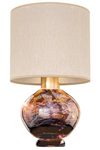 Sobe lampe de table en verre dichroïque ambré et abat-jour beige . Fine Art Lamps. 