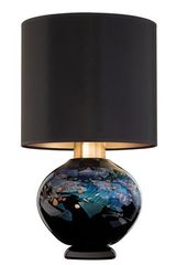 Sobe lampe de table en verre dichroïque noir et abat-jour noir. Fine Art Lamps. 