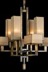 Suspension Perspectives style années 30 huit éléments bronze naturel. Fine Art Lamps. 