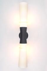 Two-light wall lamp in matt black and Blondel opal glass. Gau Lighting. 