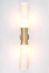 Two-light retro wall lamp in satin-finish brass  Blondel. Gau Lighting. 