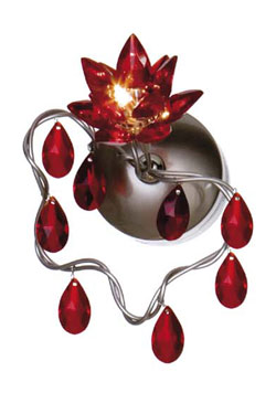 Applique ou plafonnier simple rouge en verre taillé Jewel. Harco Loor. 