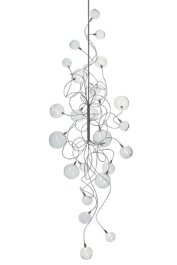 Bubbles Long 24-light chandelier in clear glass. Harco Loor. 