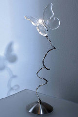 Papillon lampe de table une lumière en verre transparent. Harco Loor. Papillon lampe de table une lumière en verre transparent. Harco Loor.