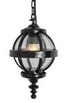 Small black outdoor  pendant lamp cast iron and transparent ball Heritage. HARTE. 