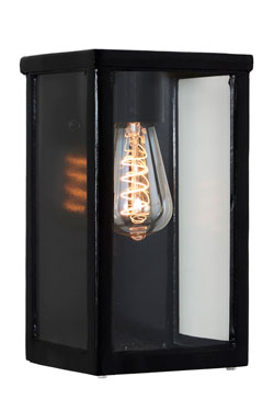 Bare black rectangular lantern contemporary outdoor wall lamp. HARTE. 