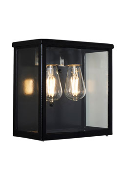 Bare 2-light rectangular black outdoor wall lamp. HARTE. 