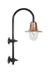 Goose Neck large outdoor wall light in copper and black. HARTE. 