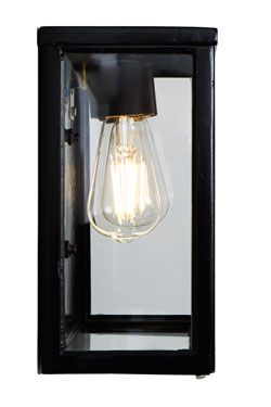 Bare black rectangular lantern contemporary outdoor wall lamp. HARTE. 