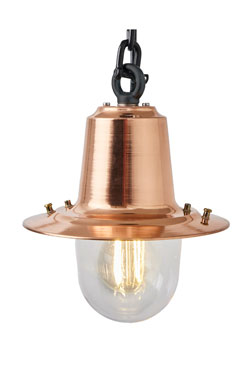 Small copper and black outdoor pendant light Station Master. HARTE. 